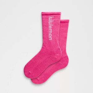 Lululemon Unisex Daily Essential Crew Socks *Wordmark in Pink/Mint Breeze 🩷